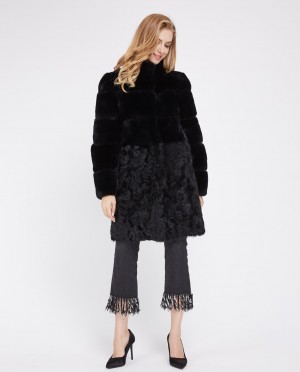 Rex Rabbit Fur Coat with Lamb Fur Half Bottom