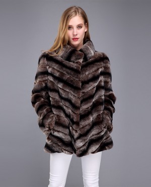 Rex Rabbit Fur Coat with Chinchilla Look