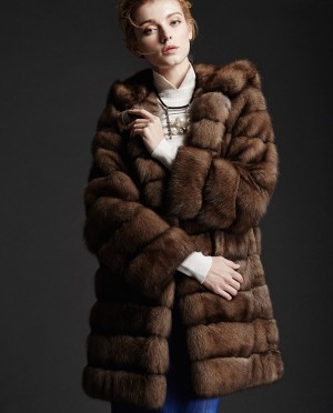 Hooded Sable Fur Coat