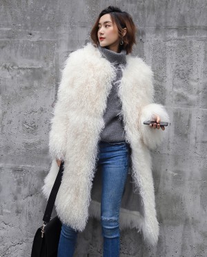 3/4 Length Tibet Sheep Fur Long Coat