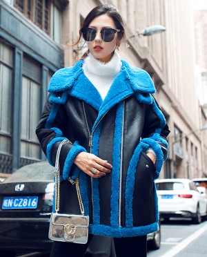 Merino Shearling Sheepskin Coat with Down-filled Back Pad