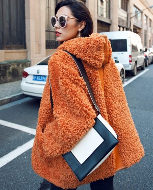 Hooded Merino Shearling Sheep Fur Coat