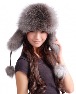 Womens Silver Fox Fur Hat