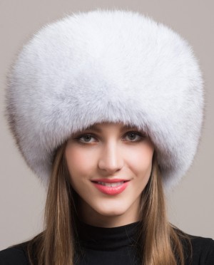 Blue White Fox Russian Fur Hat