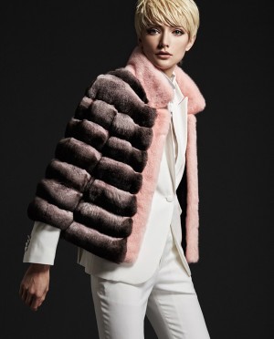 Chinchilla Fur Jacket with Mink Fur Trim