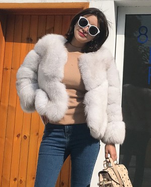 Blue Fox Fur Jacket