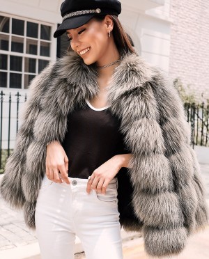 Cropped Silver Fox Fur Jacket