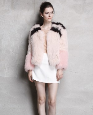 Cropped Fox Fur Knitted Jacket