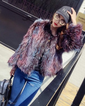 Cropped Knitted Fox Fur Jacket