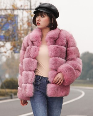Fox Fur Jacket in Pink