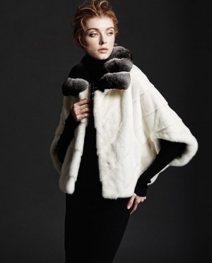 Mink Fur Cropped Jacket with Chinchilla Fur Collar