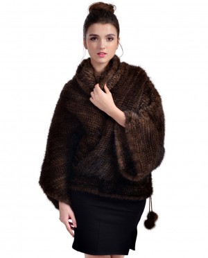 Mink Fur Knitted Poncho