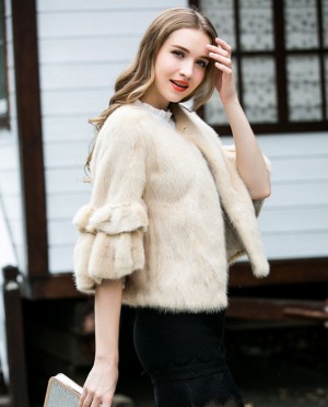 Cropped Mink Fur Bolero Jacket