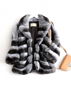 Rex Rabbit Fur Jacket with Chinchilla Fur Look
