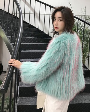 Knitted Raccoon Fur Cropped Jacket