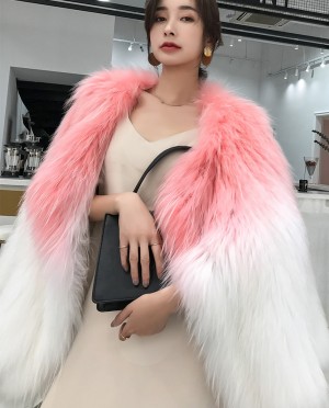 Two-Tone Knitted Raccoon Fur Jacket