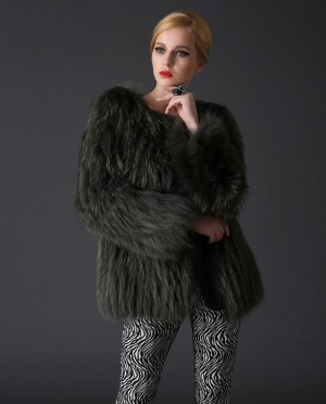 Knitted Raccoon Fur Coat