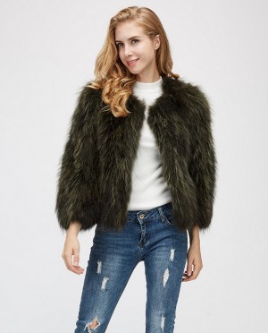 Cropped Raccoon Fur Jacket