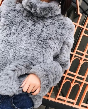 Rex Rabbit Fur Knitted Pullover Sweater Jacket