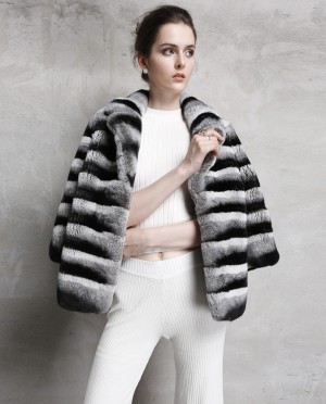 Rex Rabbit Fur Jacket with Chinchilla Look