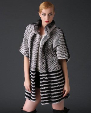 Half Sleeve Rex Rabbit Fur Jacket