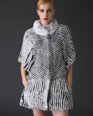 Half Sleeves Rex Rabbit Fur Jacket