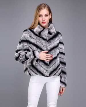 Rex Rabbit Fur Jacket with Chinchilla Look