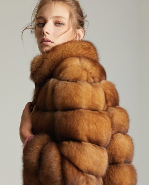 Sable Fur Cropped Zipper Jacket
