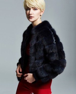 Navy Sable Fur Jacket
