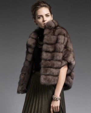 Cropped Sable Fur Cape Jacket