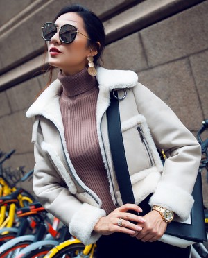 Shearling Sheepskin Cropped Jacket