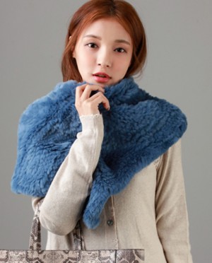 Knitted Rex Rabbit Fur Neck Warmer / Capelet