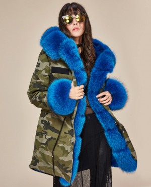 Fox Fur Trimmed Hooded Parka with Detachable Liner
