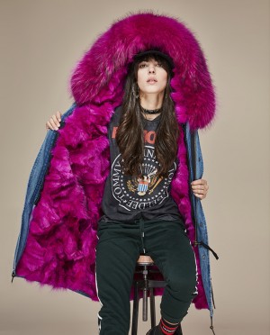 Raccoon Fur Trimmed Hooded Parka with Detachable Fox Fur Liner