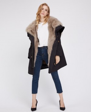 Detachable Fox Fur Lined Parka with Zipped Hood