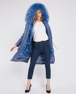 Detachable Fox Fur Lined Parka with Raccoon Fur Trimmed Hood