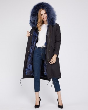 Detachable Fox Fur Lined Parka with Raccoon Fur Trimmed Hood