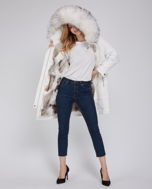 Raccoon Fur Trimmed Hood Parka with Detachable Fox Fur Liner