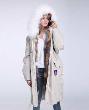 Fox Fur Trimmed Hooded Parka with Detachable Down-filled Liner
