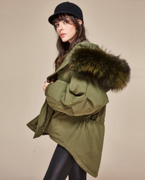 Raccoon Fur Trimmed Hooded Down-filled Parka