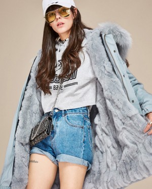 Raccoon Fur Trimmed Hooded Parka with Detachable Fur Liner