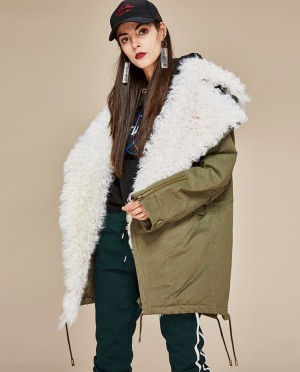 Lamb Fur Trimmed Parka with Quilted Liner