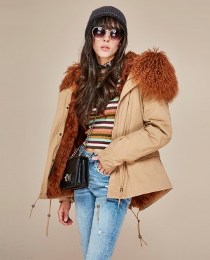 Tibet Sheep Fur Trimmed Hooded Parka with Lamb Fur Liner