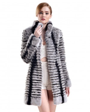 Rex Rabbit Fur Coat with Chinchilla Fur Look