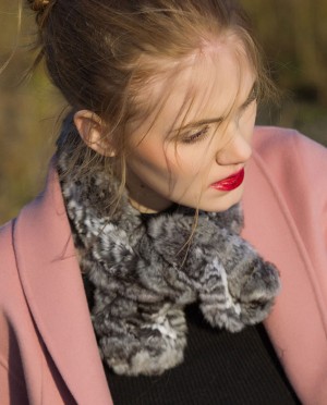 Chinchilla Fur Knitted Scarf, Muffler