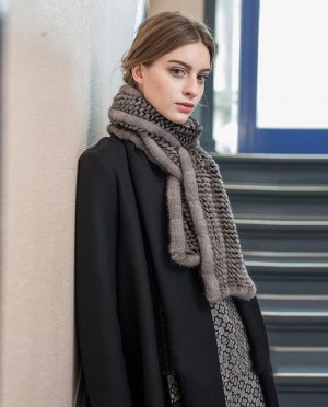 Mink Fur Knitted Wrap Shawl