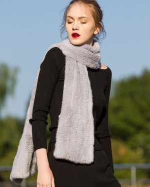 Mink Fur Knitted Wrap Shawl