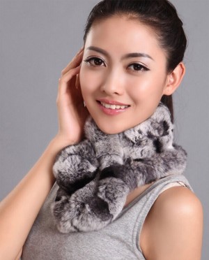 Rex Rabbit Fur Scarf Muffler Neckwarmer, Multi-Colored