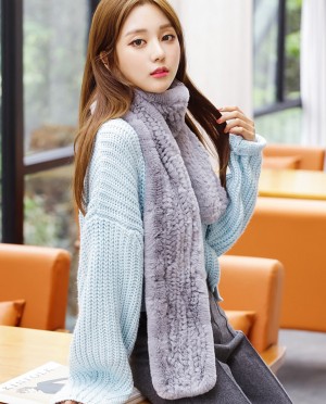 Knitted Rex Rabbit Fur Scarf