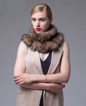 Knitted Sable Fur Neck Warmer Scarf